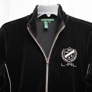 Ralph Lauren Active Velour Tracksuit Jacket Crest Y2K Old Money Minimalist